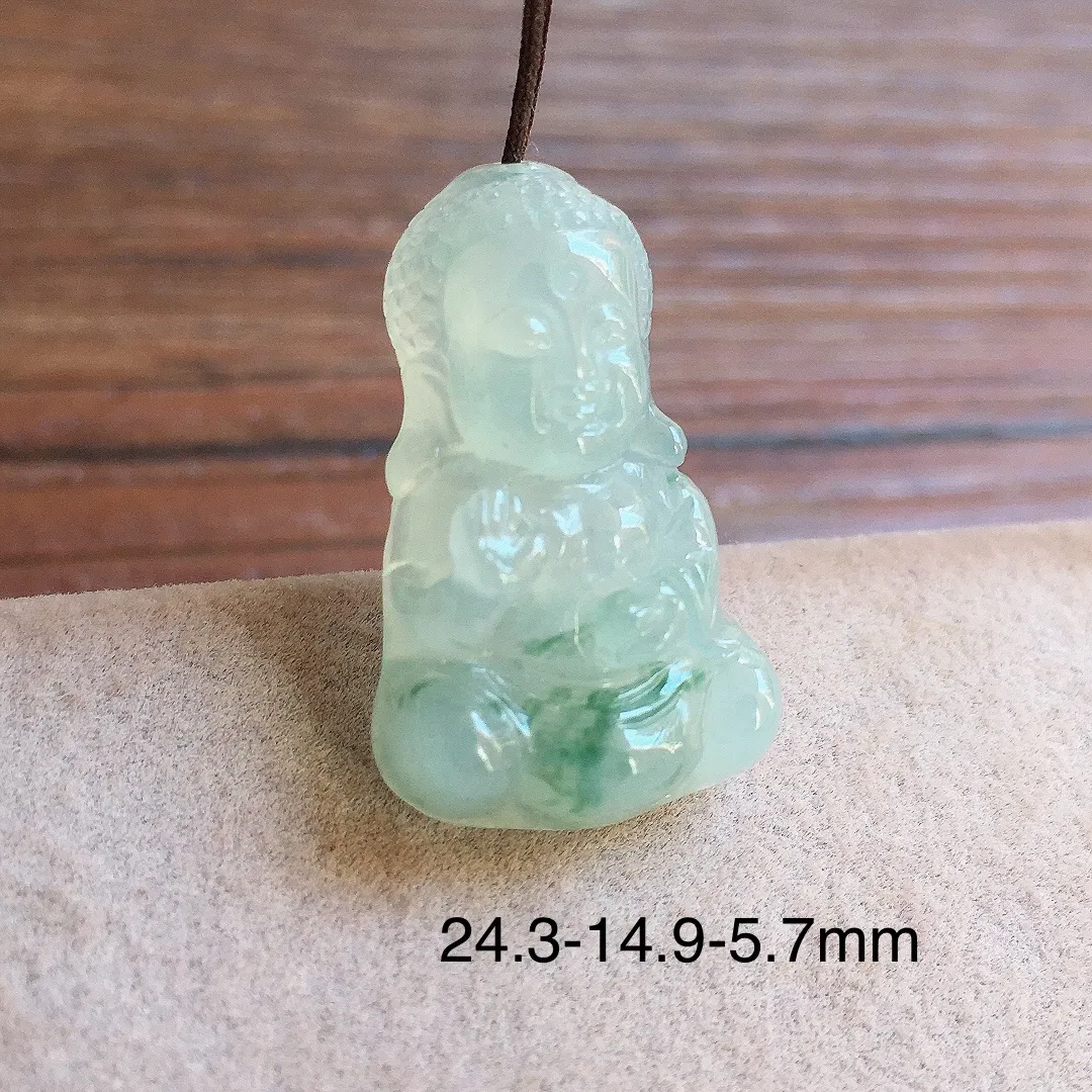 冰飘花宝宝佛，冰润细腻，品相好，种水足，001 尺寸24.3*14.9*5.7