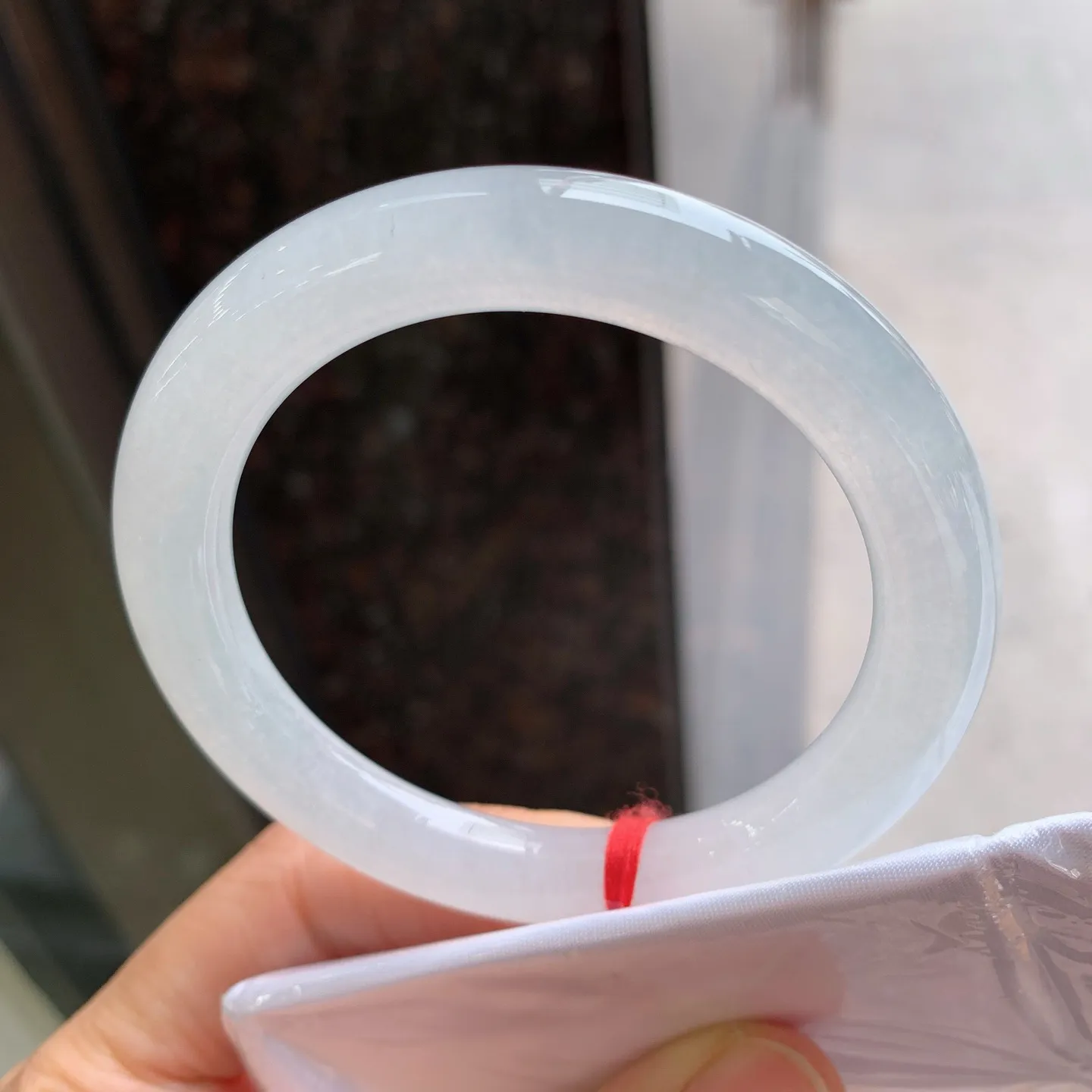 圆条冰镯 无瑕 尺寸：53.5/8.8/9.3 冰润