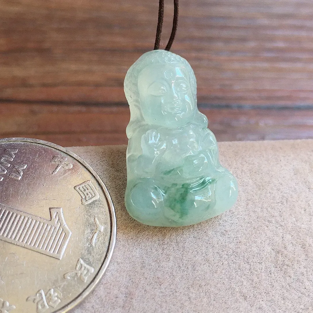 冰飘花宝宝佛，冰润细腻，品相好，种水足，001 尺寸24.3*14.9*5.7