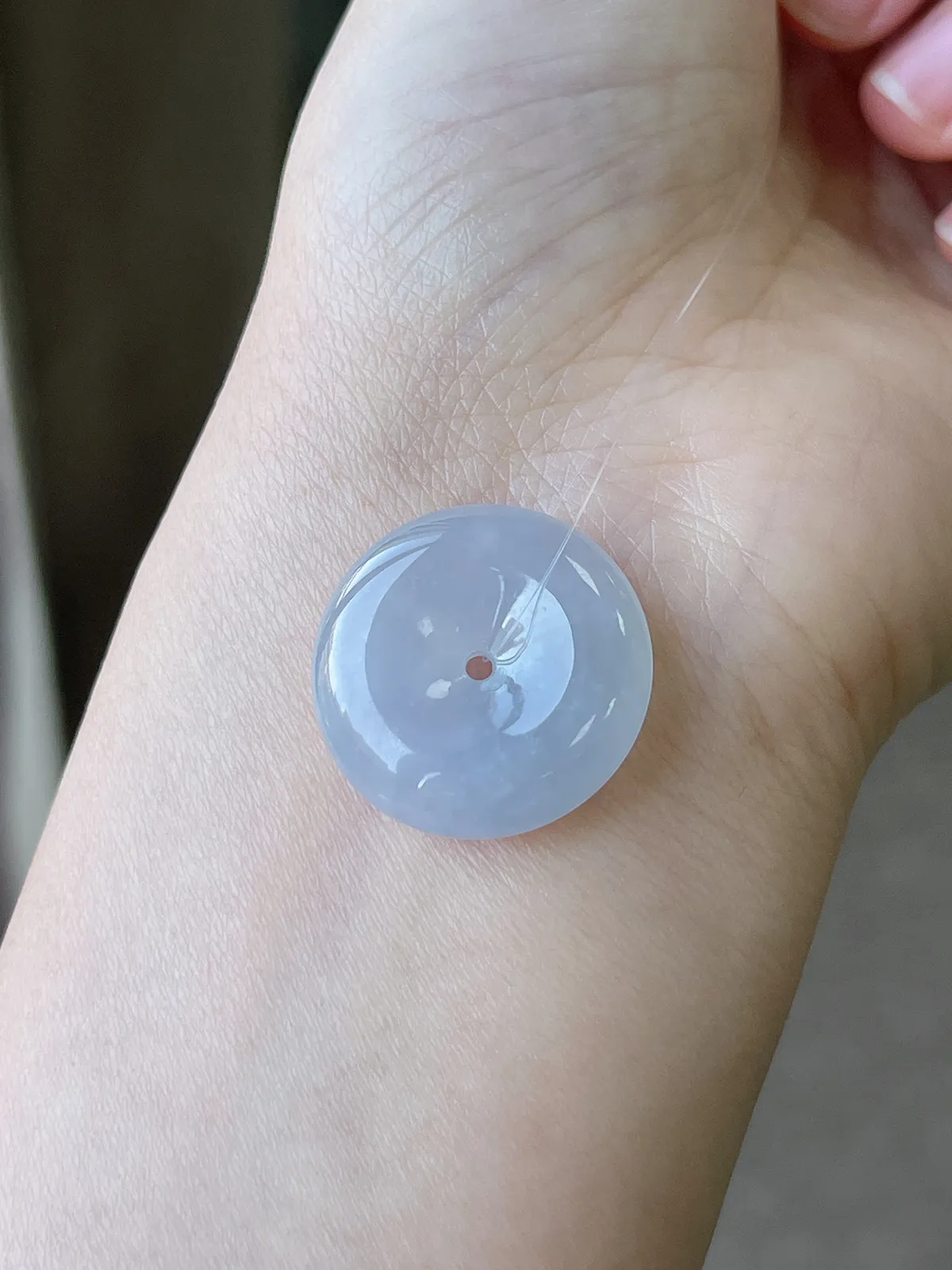 翡翠冰糯种淡紫色平安扣