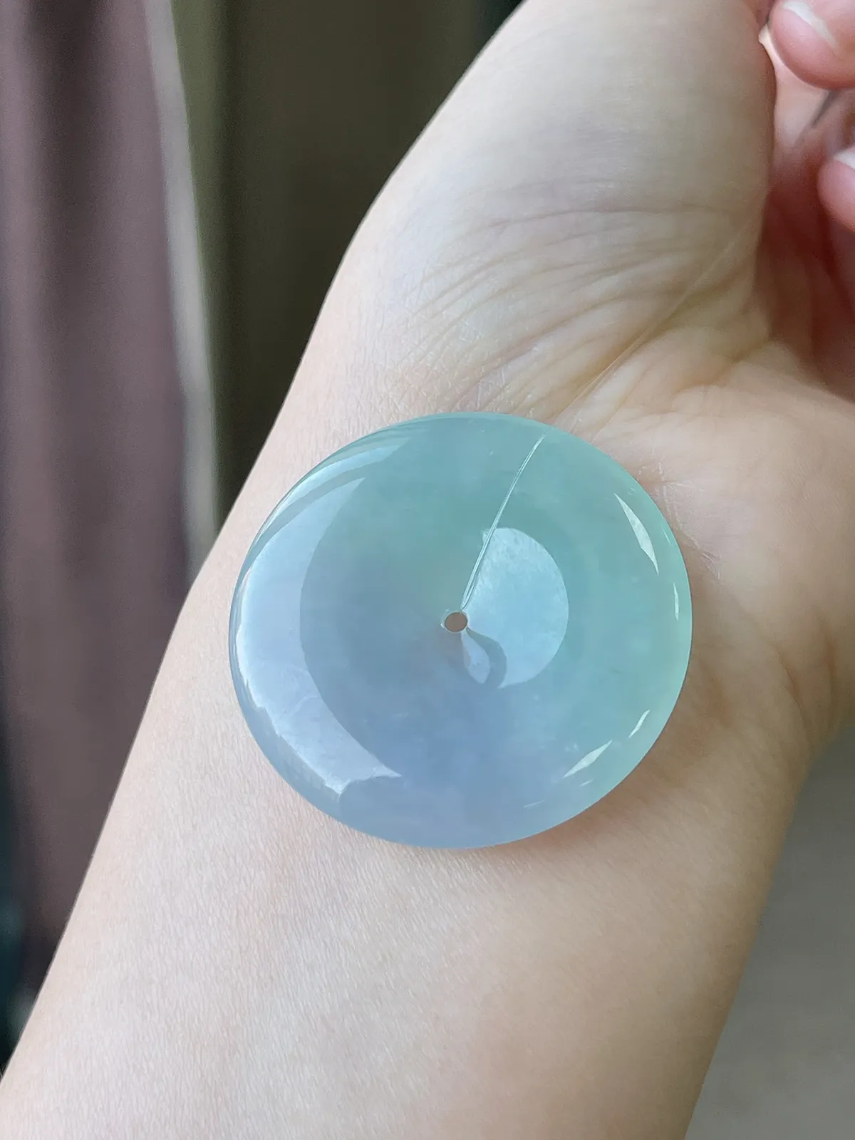 翡翠冰糯种春带彩平安扣