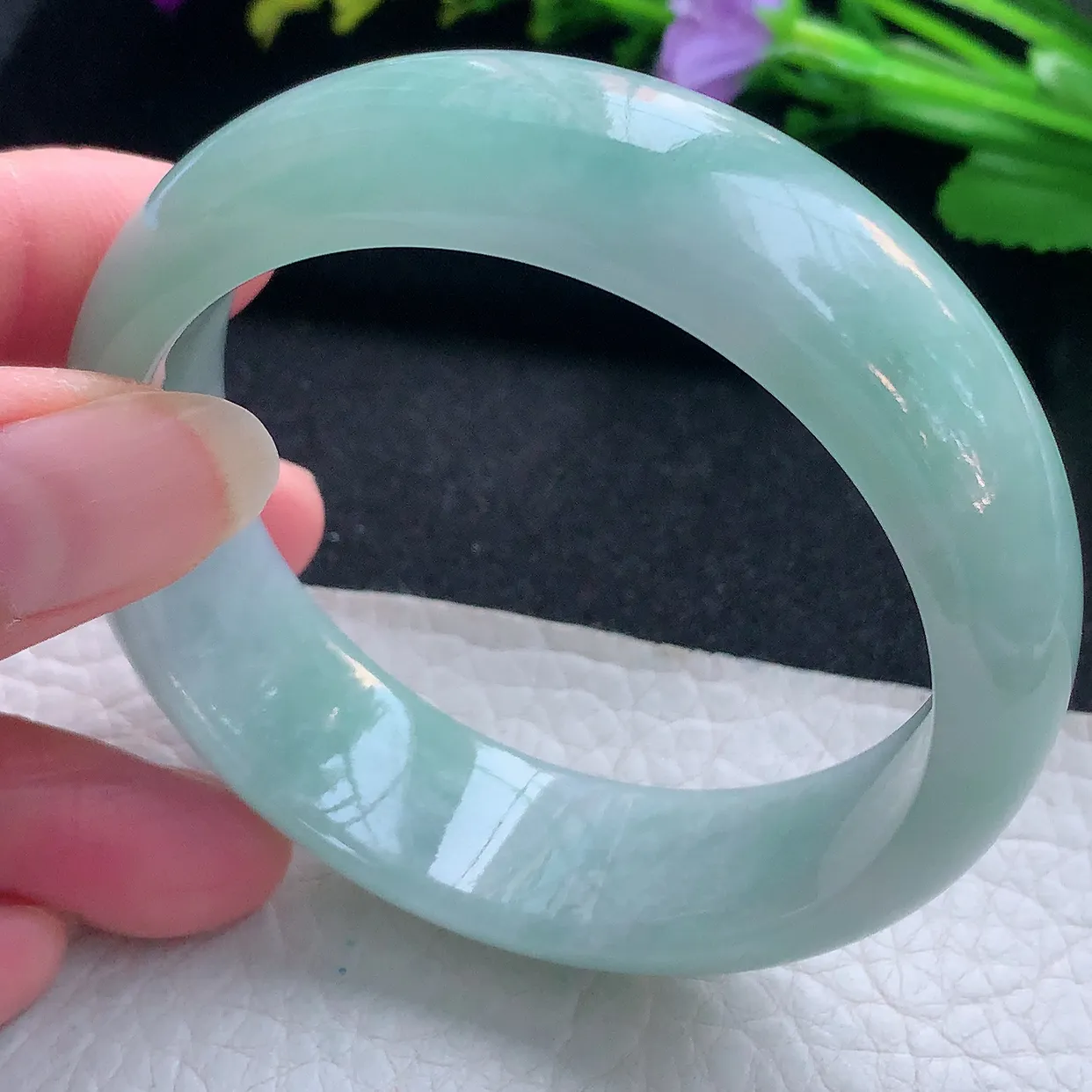 nr实拍55.5*17.2*8轮胎镯 天然缅甸翡翠玉手镯水绿水润宽边玉手环