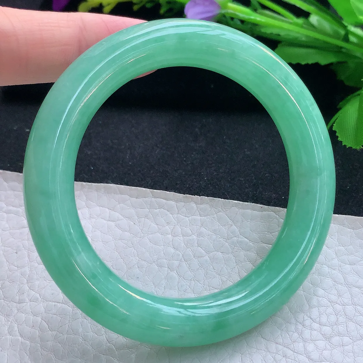 nr收藏款56*11美人镯 天然缅甸翡翠玉手镯满绿水润圆条玉手环