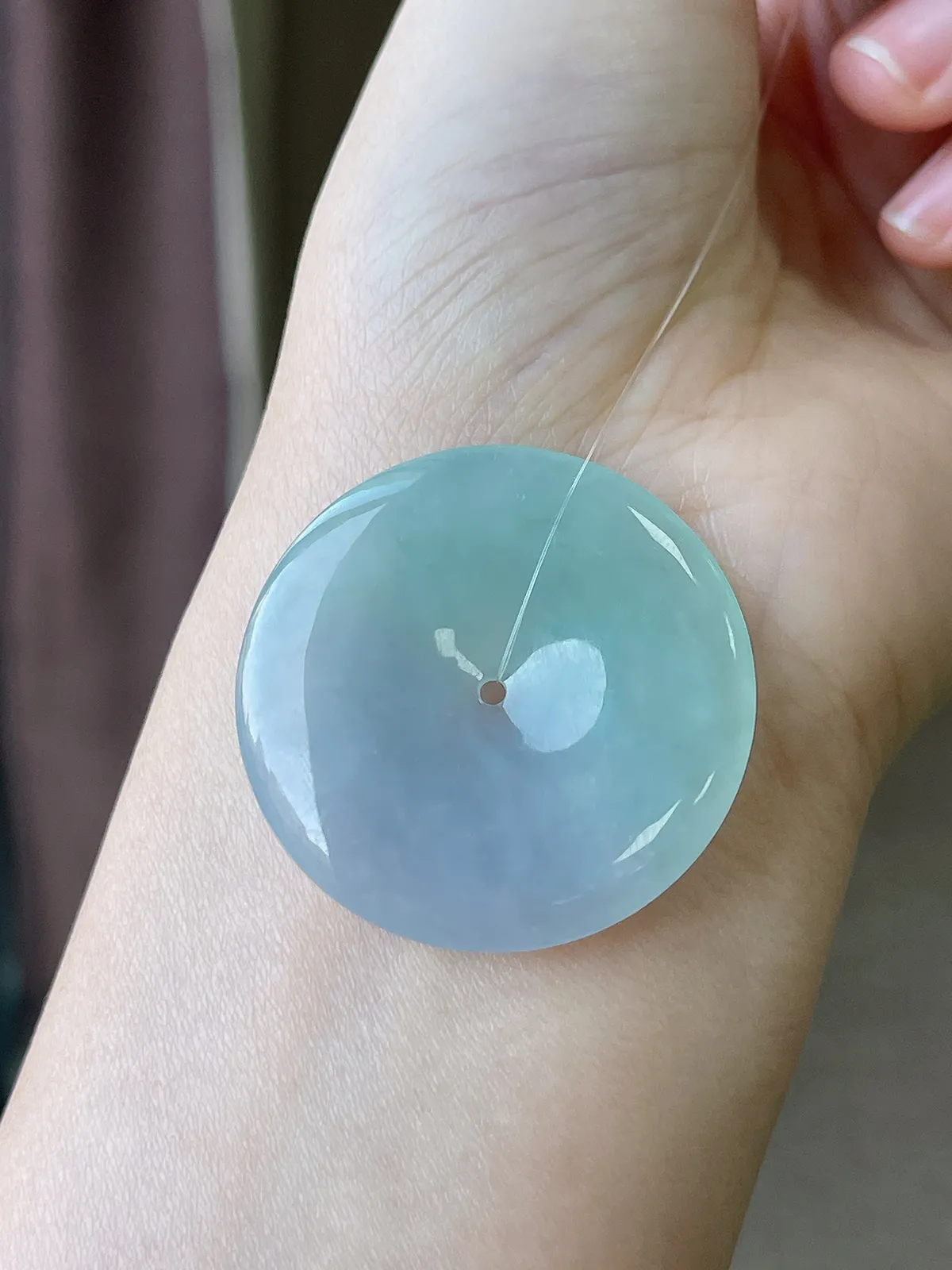 翡翠冰糯种春带彩平安扣