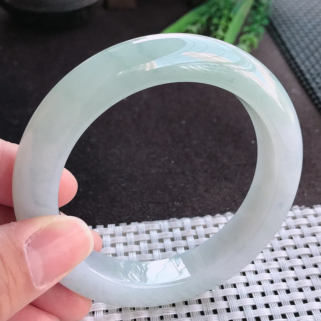 实拍A货翡翠60.5/13/10.7老坑冰胶水灵冰晴手镯宽边玉镯手环