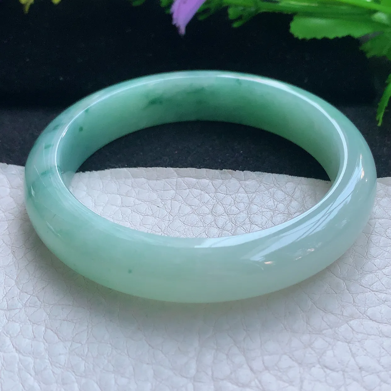 nr实拍56*13.8*7.5平安镯 天然缅甸翡翠玉手镯飘花水润宽边玉手环