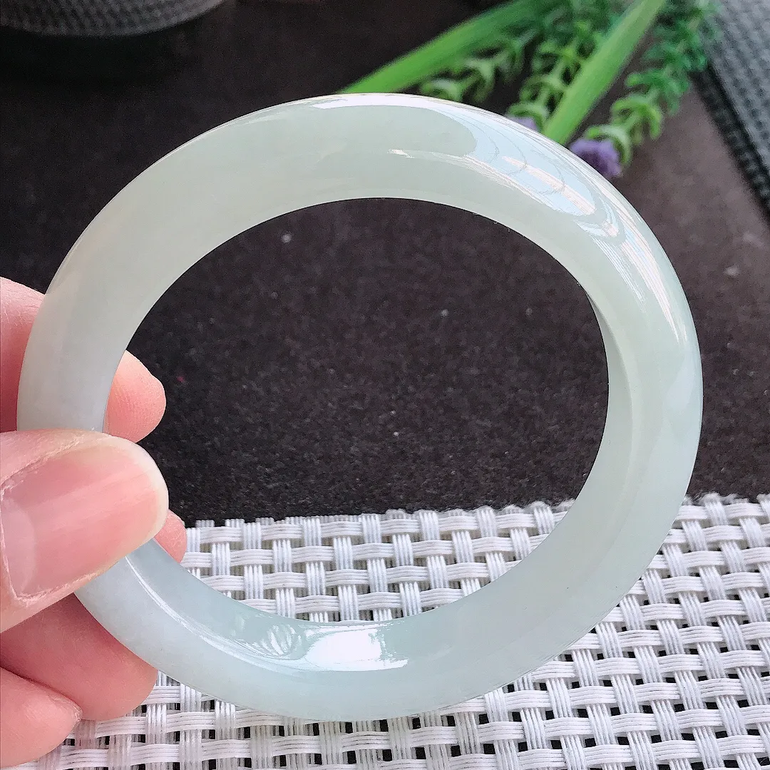 实拍A货翡翠57/11.6/9.2老坑冰胶果冻冰纯冰晴手镯宽边玉镯手环