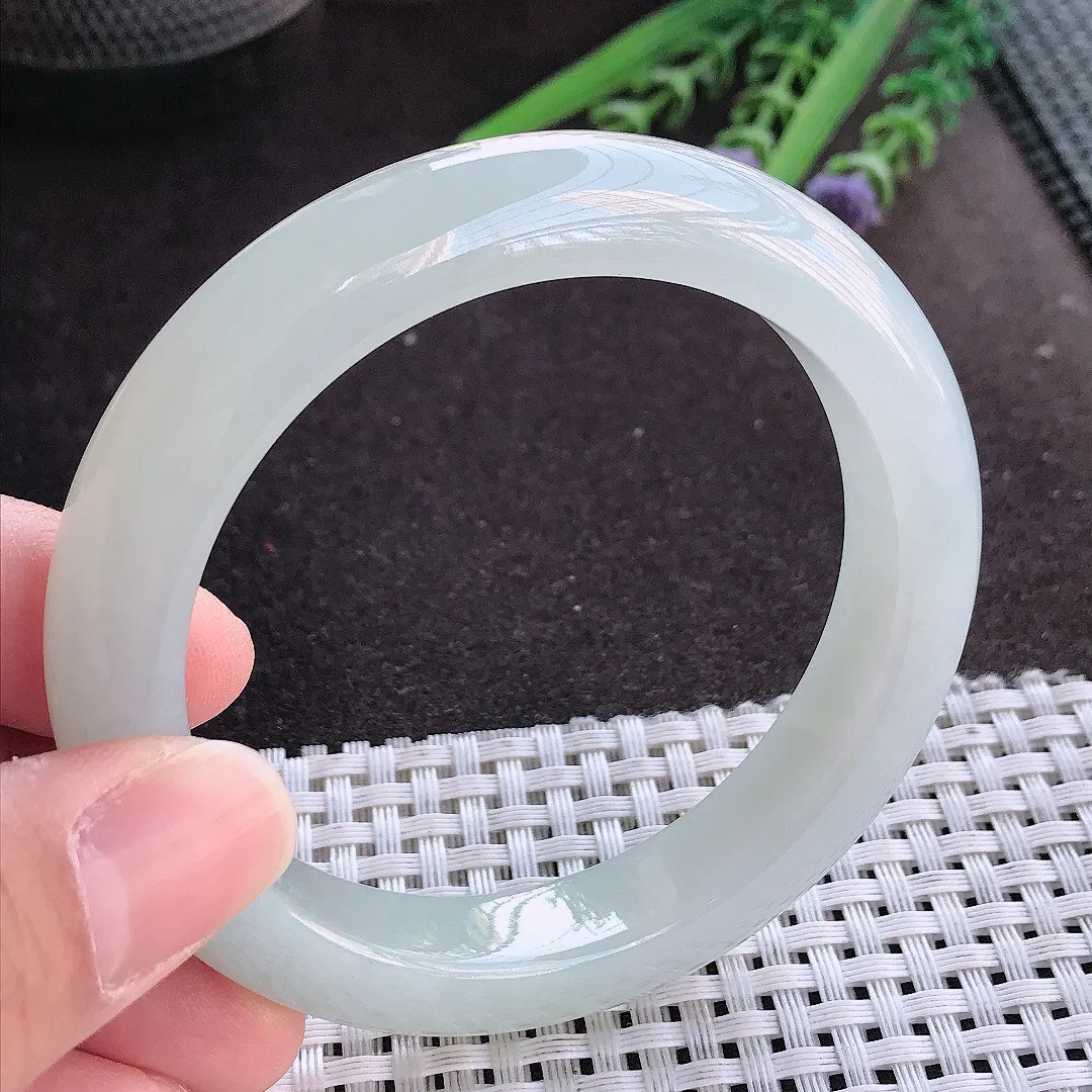 实拍A货翡翠57/11.6/9.2老坑冰胶果冻冰纯冰晴手镯宽边玉镯手环