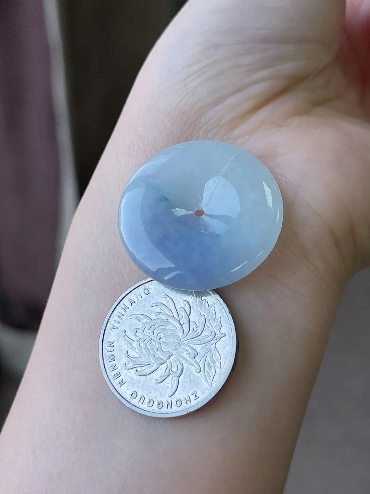 翡翠冰糯种紫色平安扣