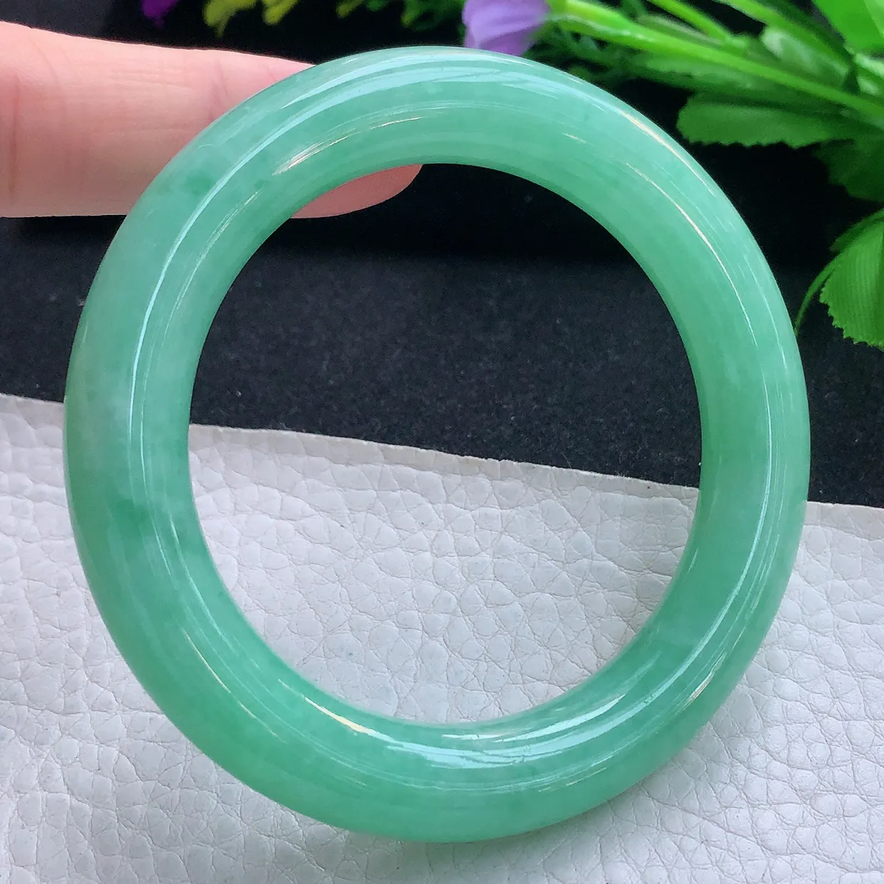 nr收藏款56*11美人镯 天然缅甸翡翠玉手镯满绿水润圆条玉手环