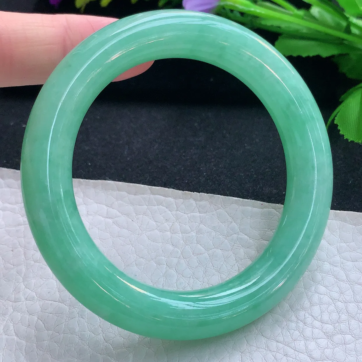 nr收藏款56*11美人镯 天然缅甸翡翠玉手镯满绿水润圆条玉手环