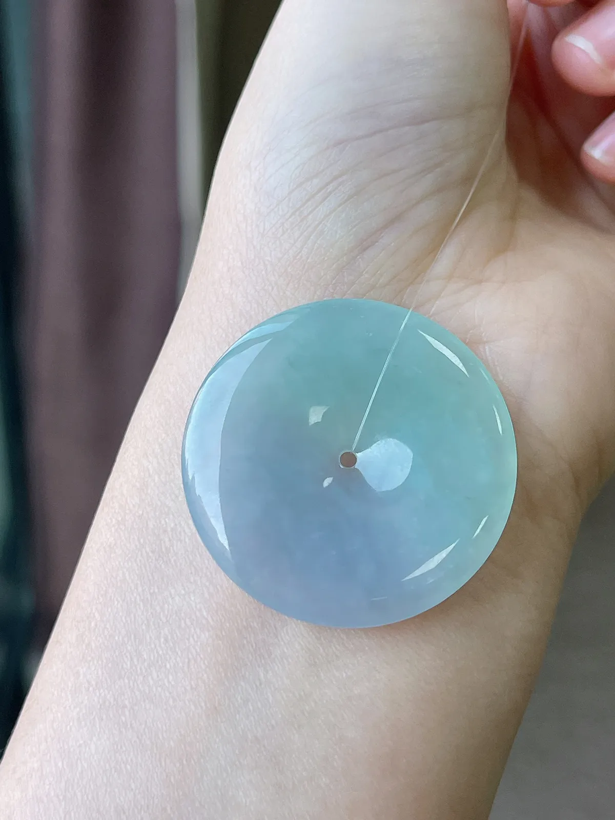 翡翠冰糯种春带彩平安扣