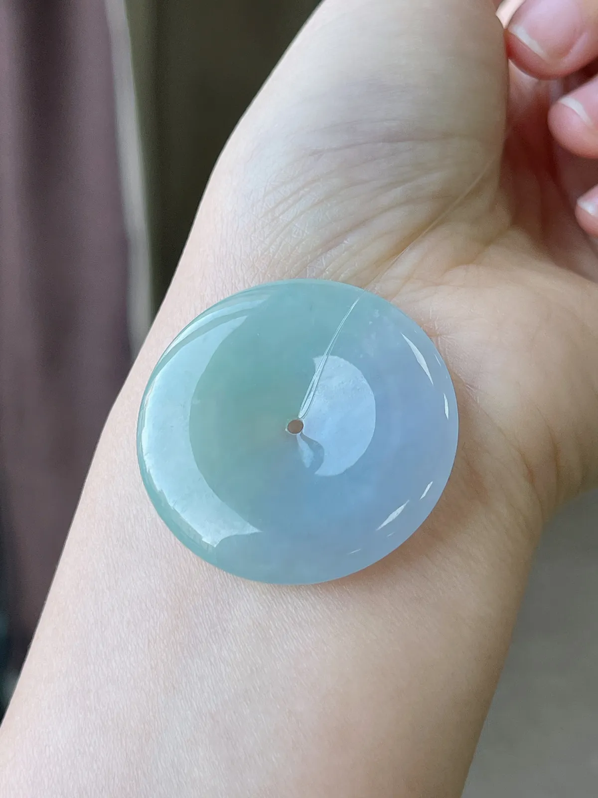 翡翠冰糯种春带彩平安扣