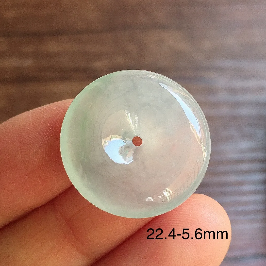 冰种底色平安扣，冰冰润润，玉质细腻，种水足，001 尺寸22.4*5.6
