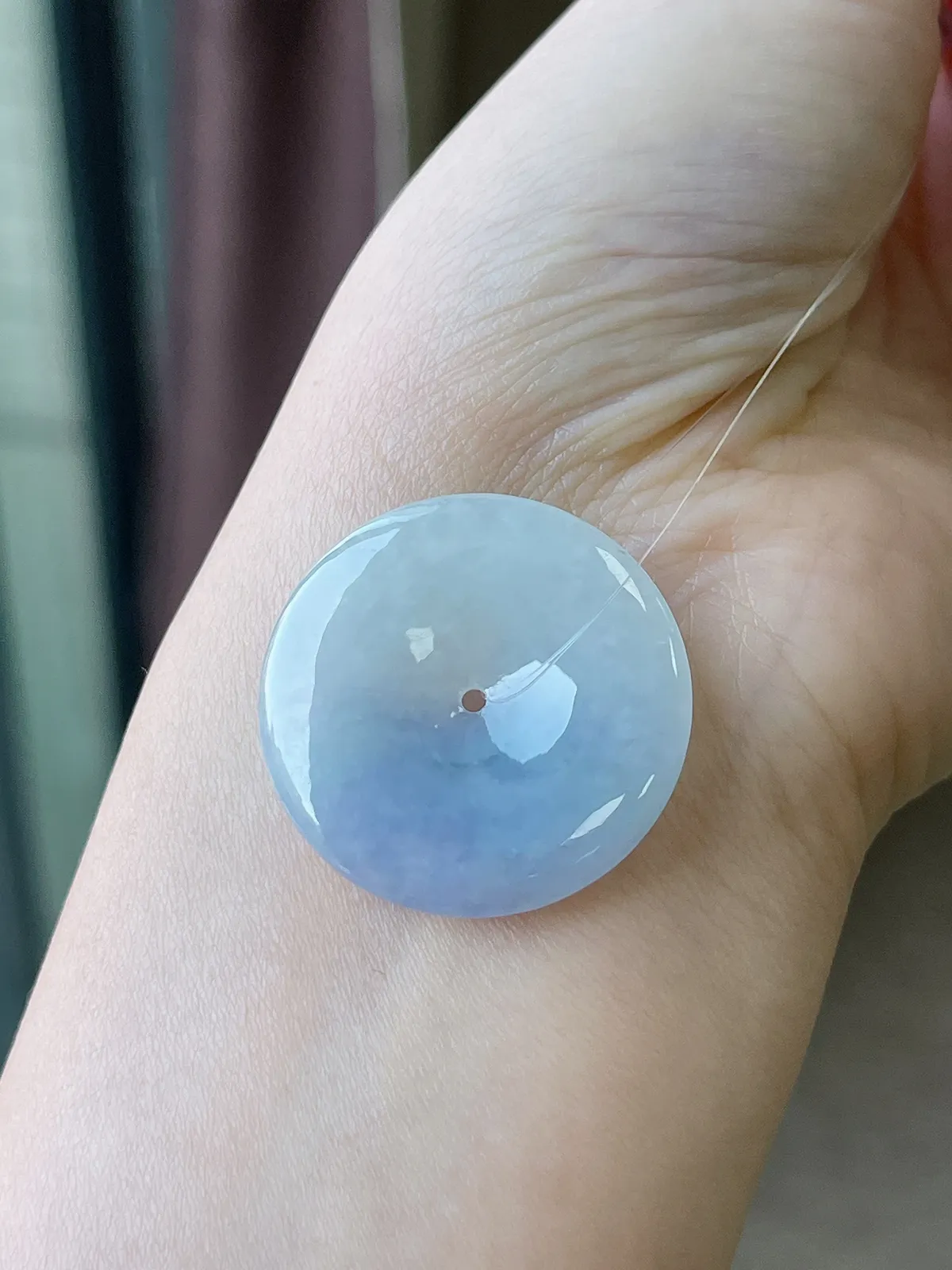 翡翠冰糯种紫色平安扣