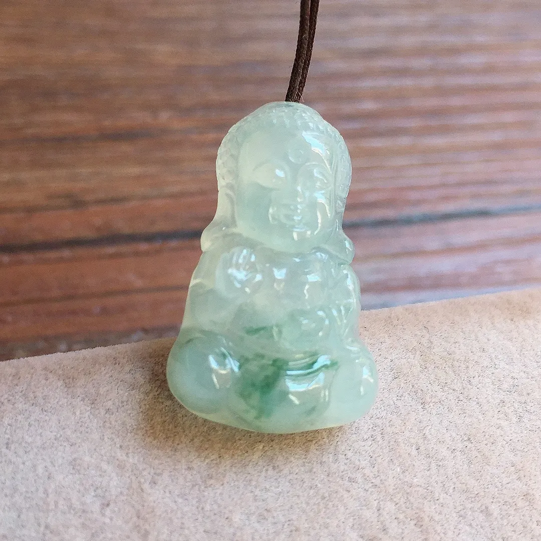 冰飘花宝宝佛，冰润细腻，品相好，种水足，001 尺寸24.3*14.9*5.7