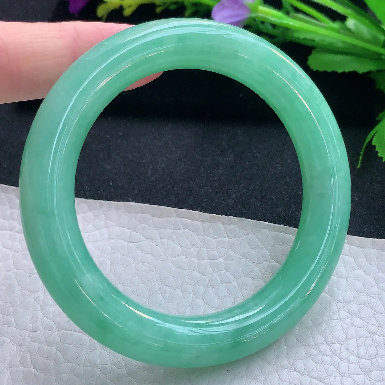 nr收藏款56*11美人镯 天然缅甸翡翠玉手镯满绿水润圆条玉手环