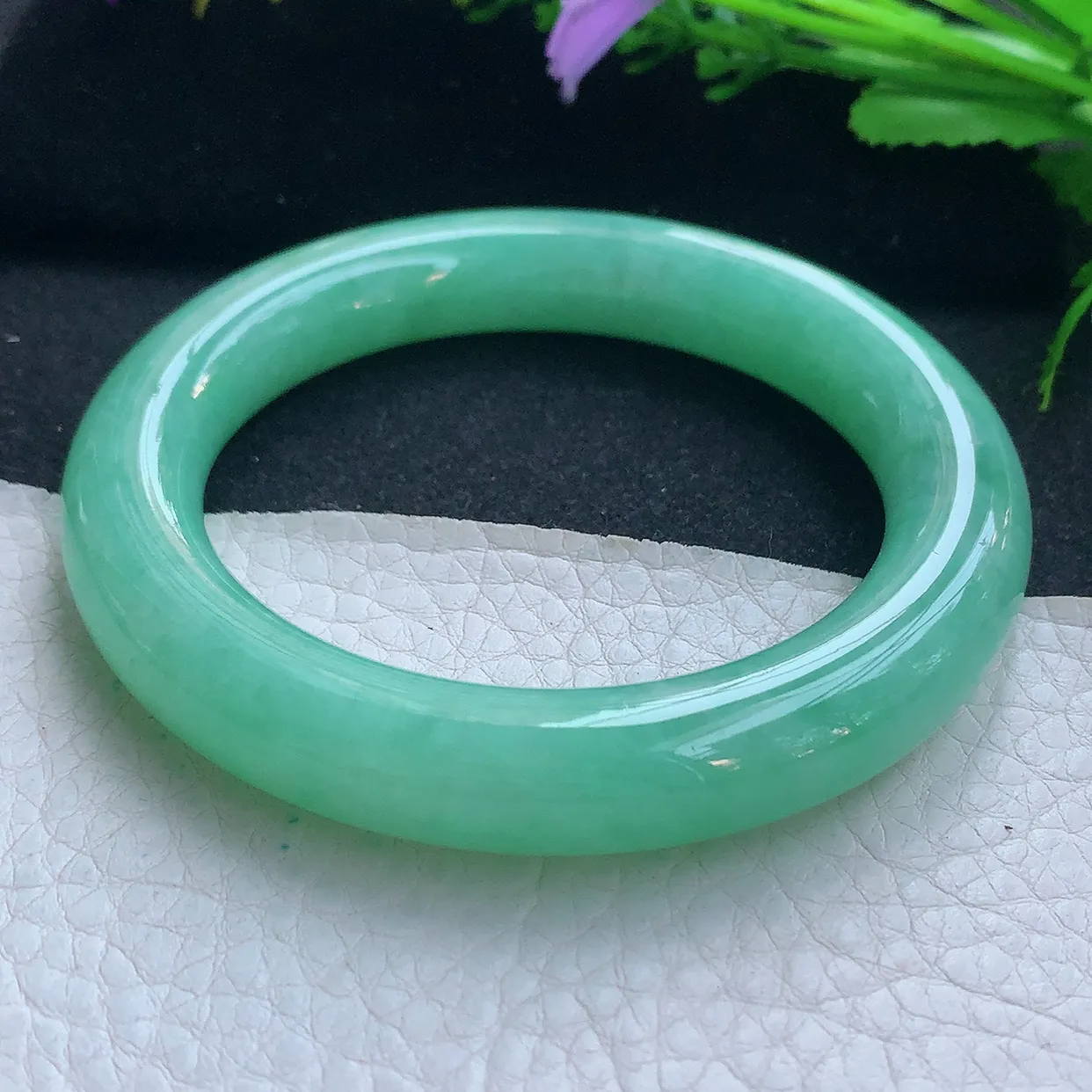 nr收藏款56*11美人镯 天然缅甸翡翠玉手镯满绿水润圆条玉手环