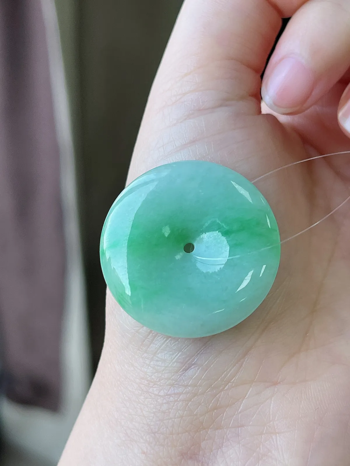 翡翠糯化种绿色平安扣