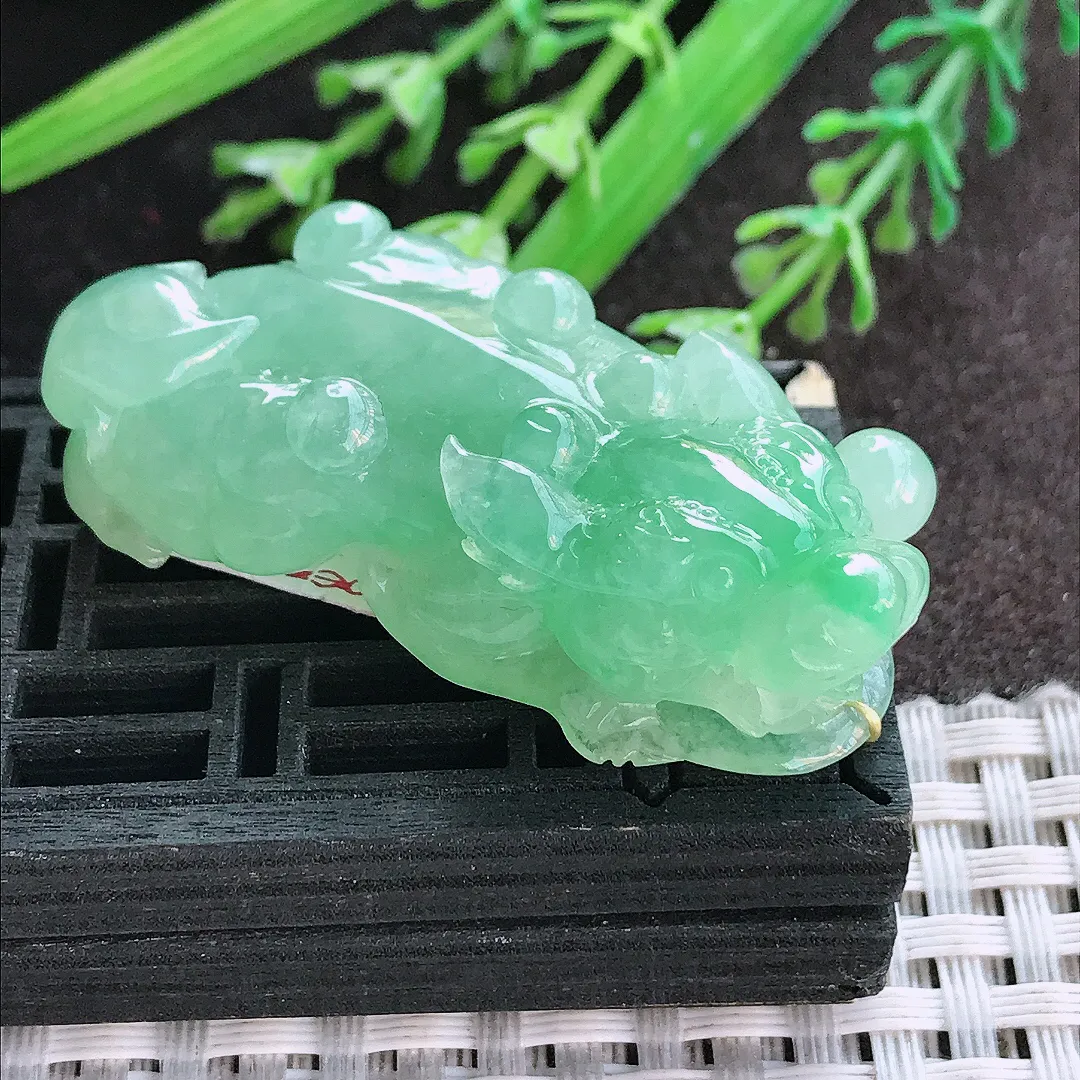 实拍A货翡翠48.3/24/13老坑冰胶冰晴满绿貔貅吊坠翡翠挂件