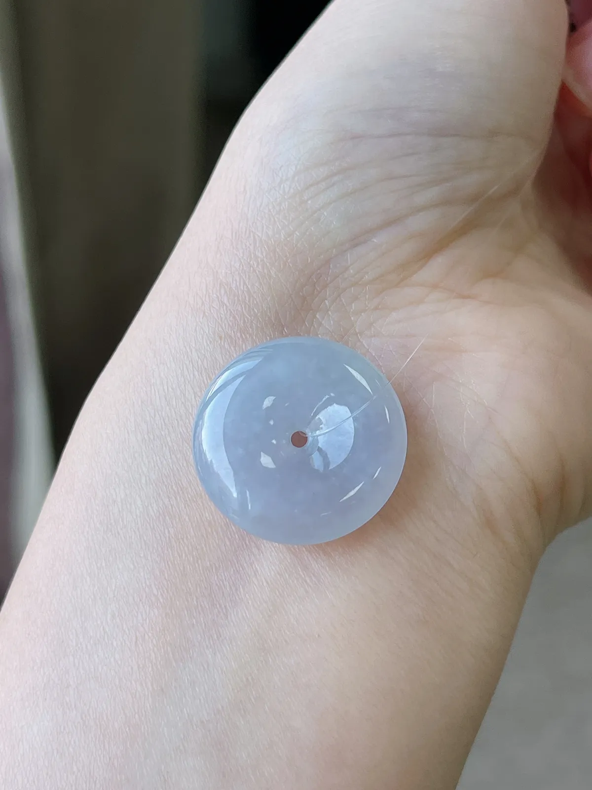 翡翠冰糯种淡紫色平安扣