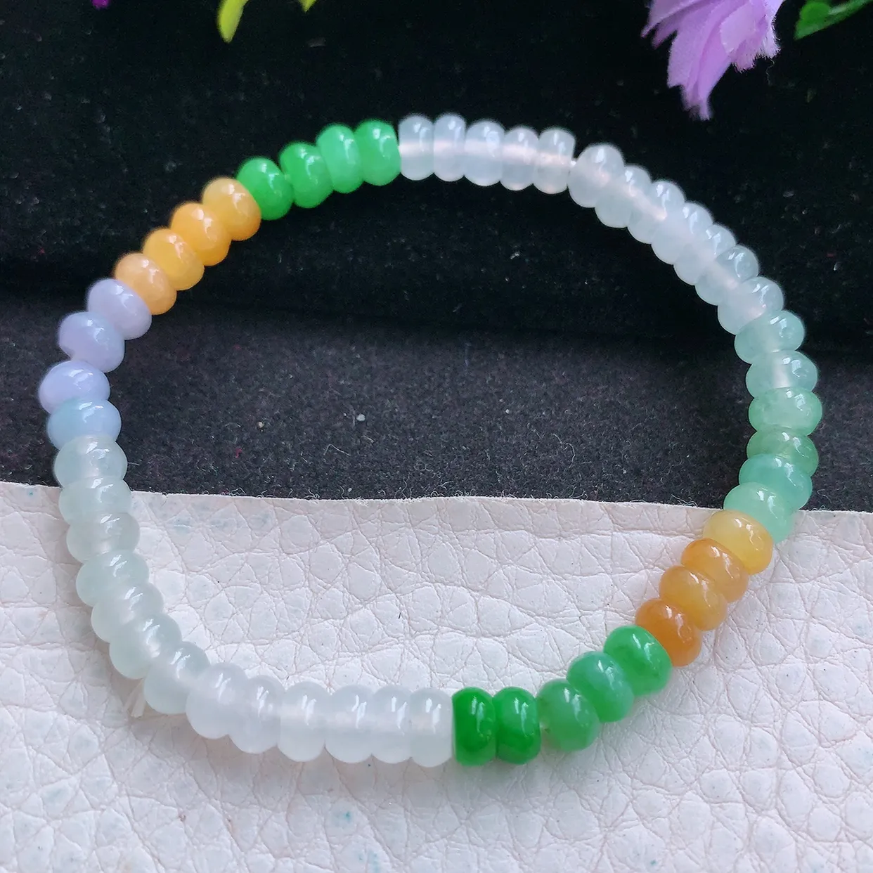 zen实拍5.8*2.8mm天然缅甸翡翠冰多宝算盘珠珠手串 女款时尚简约珠串手链