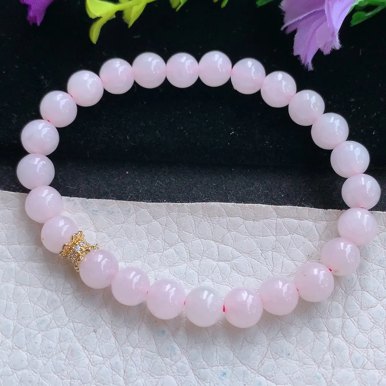 zen实拍7.2mm天然缅甸翡翠淡冰粉紫圆珠手串 女款时尚简约珠串手链