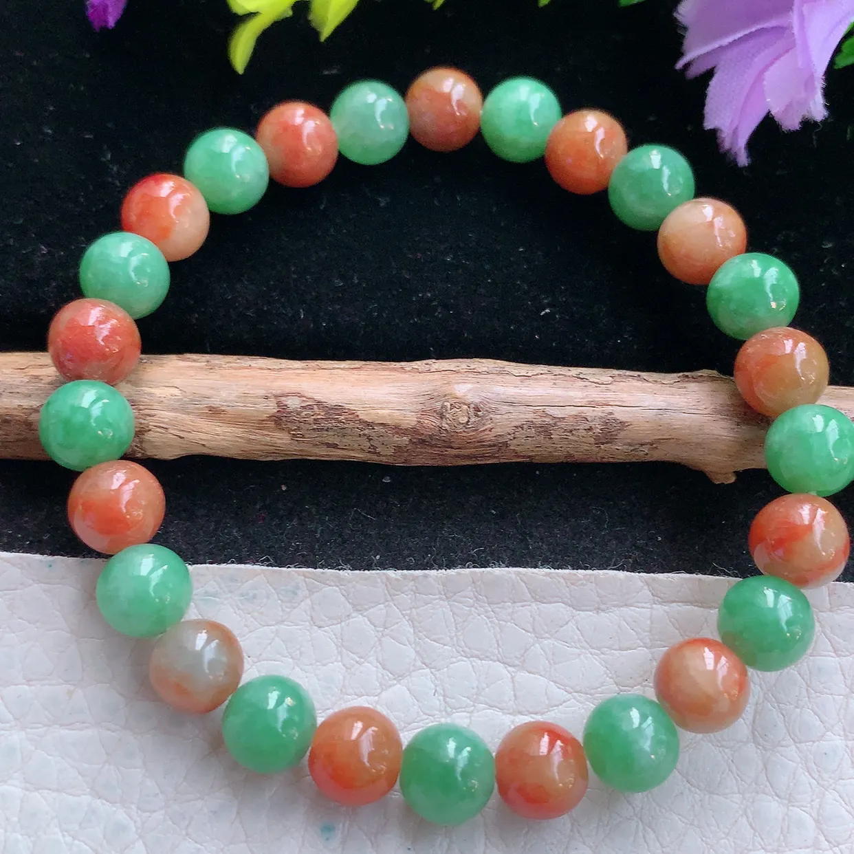 zen实拍7.2mm天然缅甸翡翠双彩圆珠手串 女款时尚简约珠串手链