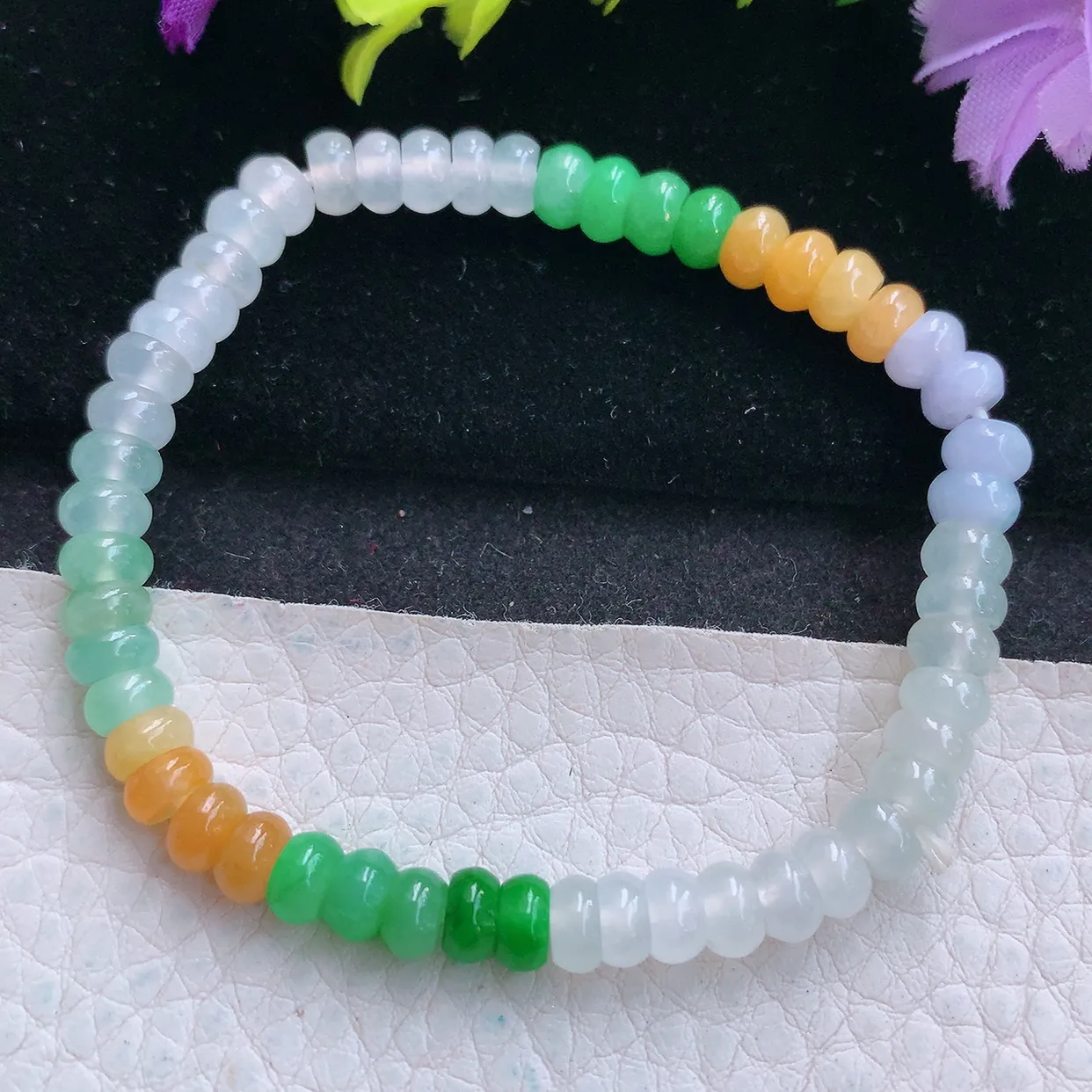 zen实拍5.8*2.8mm天然缅甸翡翠冰多宝算盘珠珠手串 女款时尚简约珠串手链