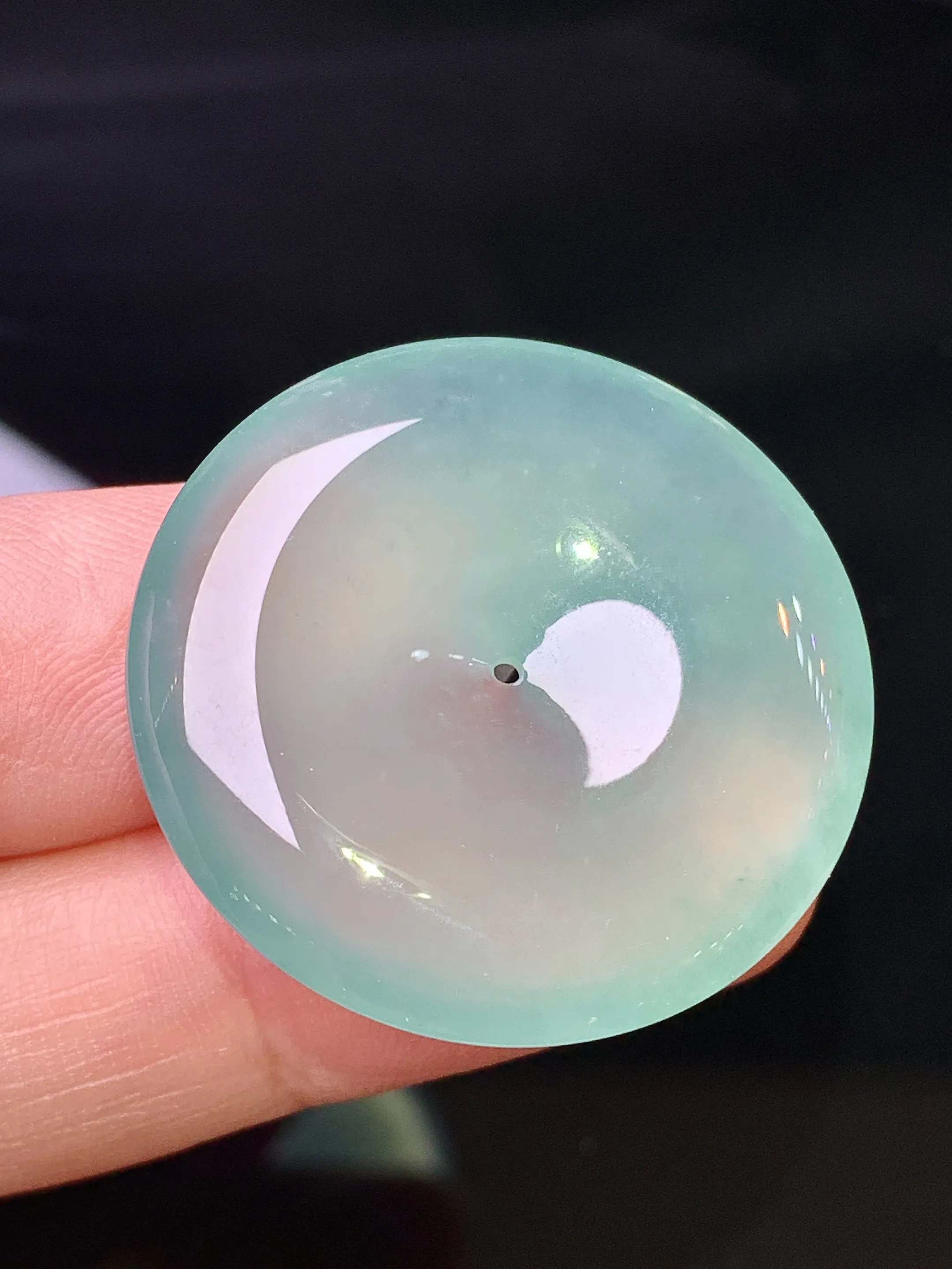 冰种平安扣吊坠 玉质细腻 色泽艳丽清新 整体尺寸29.8*6