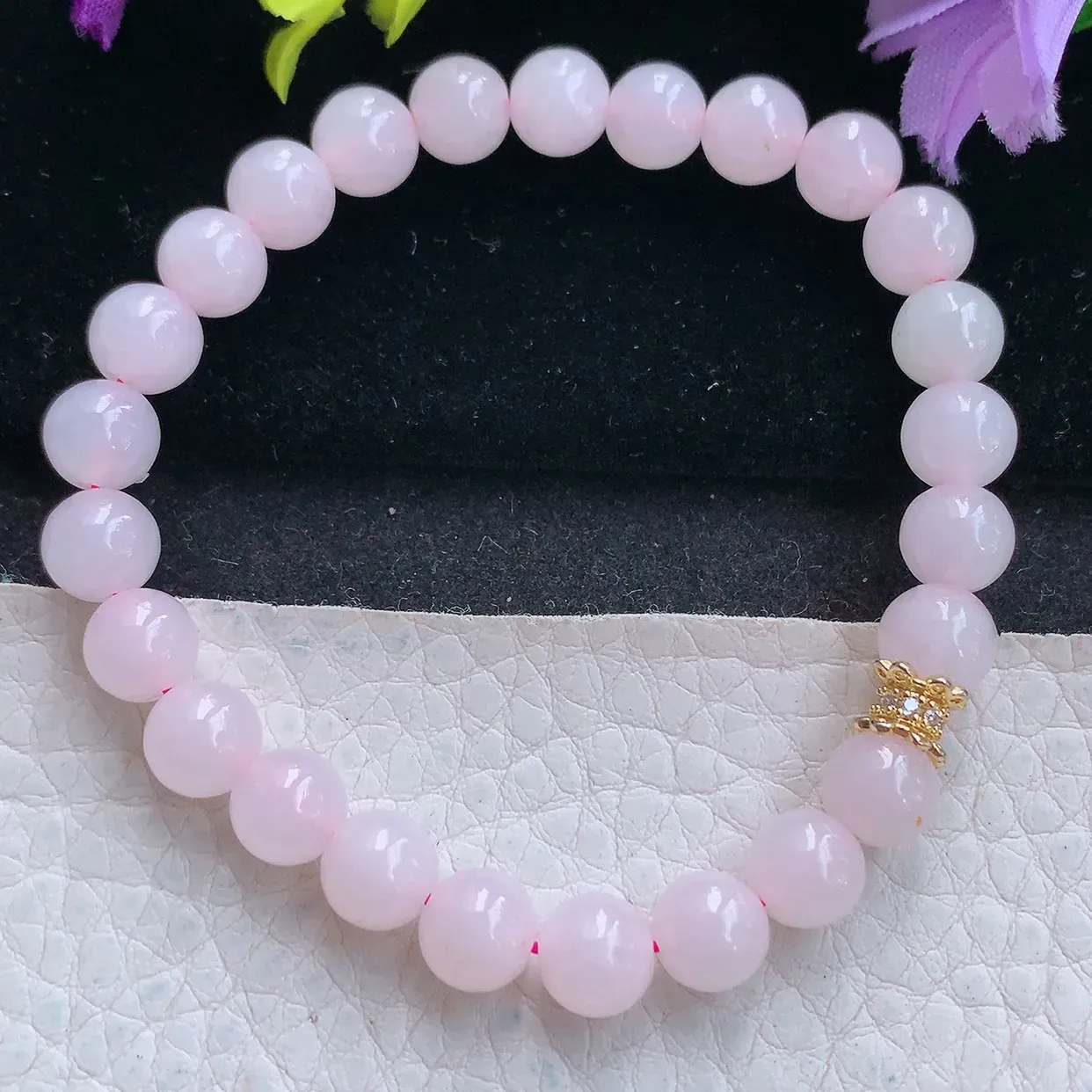 zen实拍7.2mm天然缅甸翡翠淡冰粉紫圆珠手串 女款时尚简约珠串手链