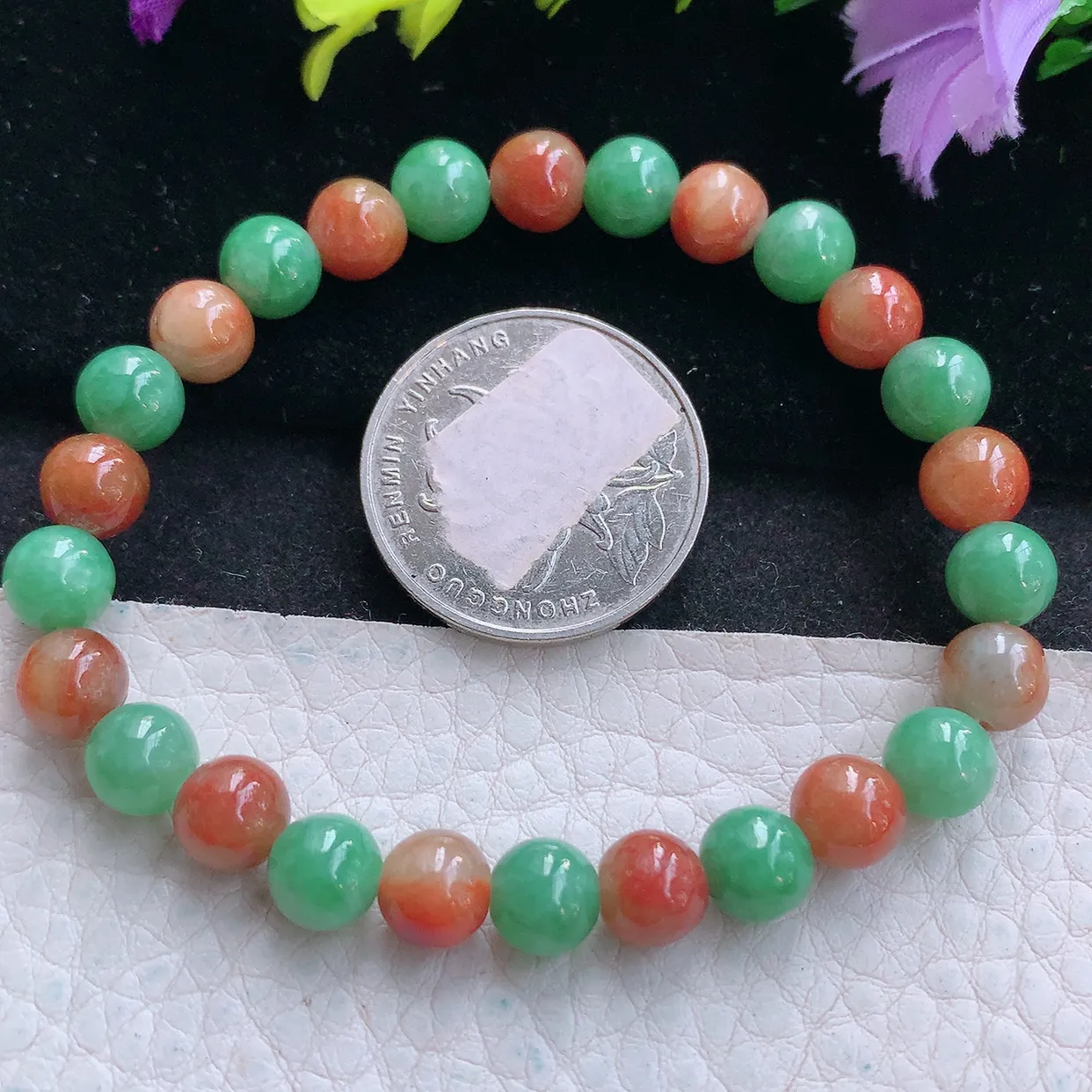 zen实拍7.2mm天然缅甸翡翠双彩圆珠手串 女款时尚简约珠串手链