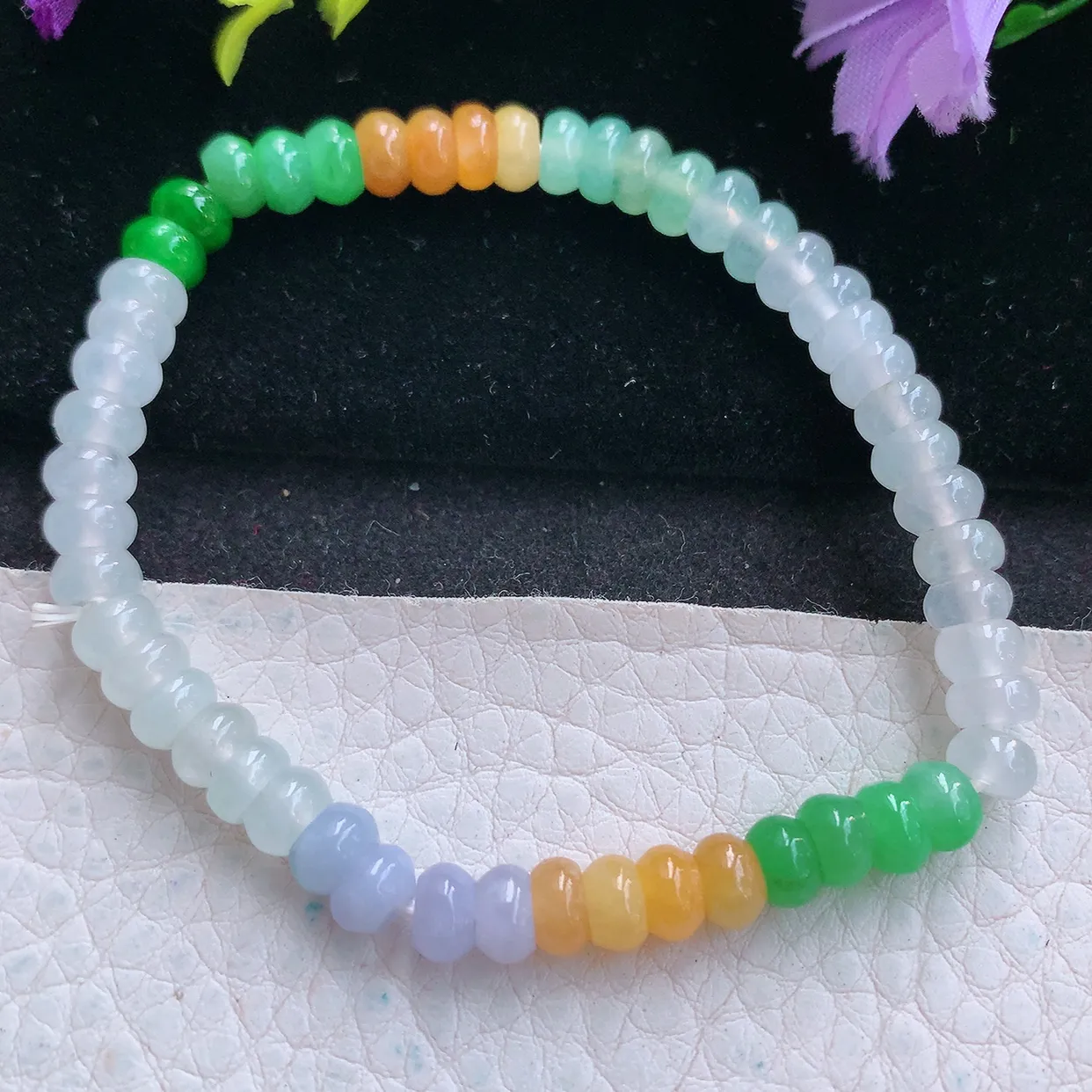 zen实拍5.8*2.8mm天然缅甸翡翠冰多宝算盘珠珠手串 女款时尚简约珠串手链