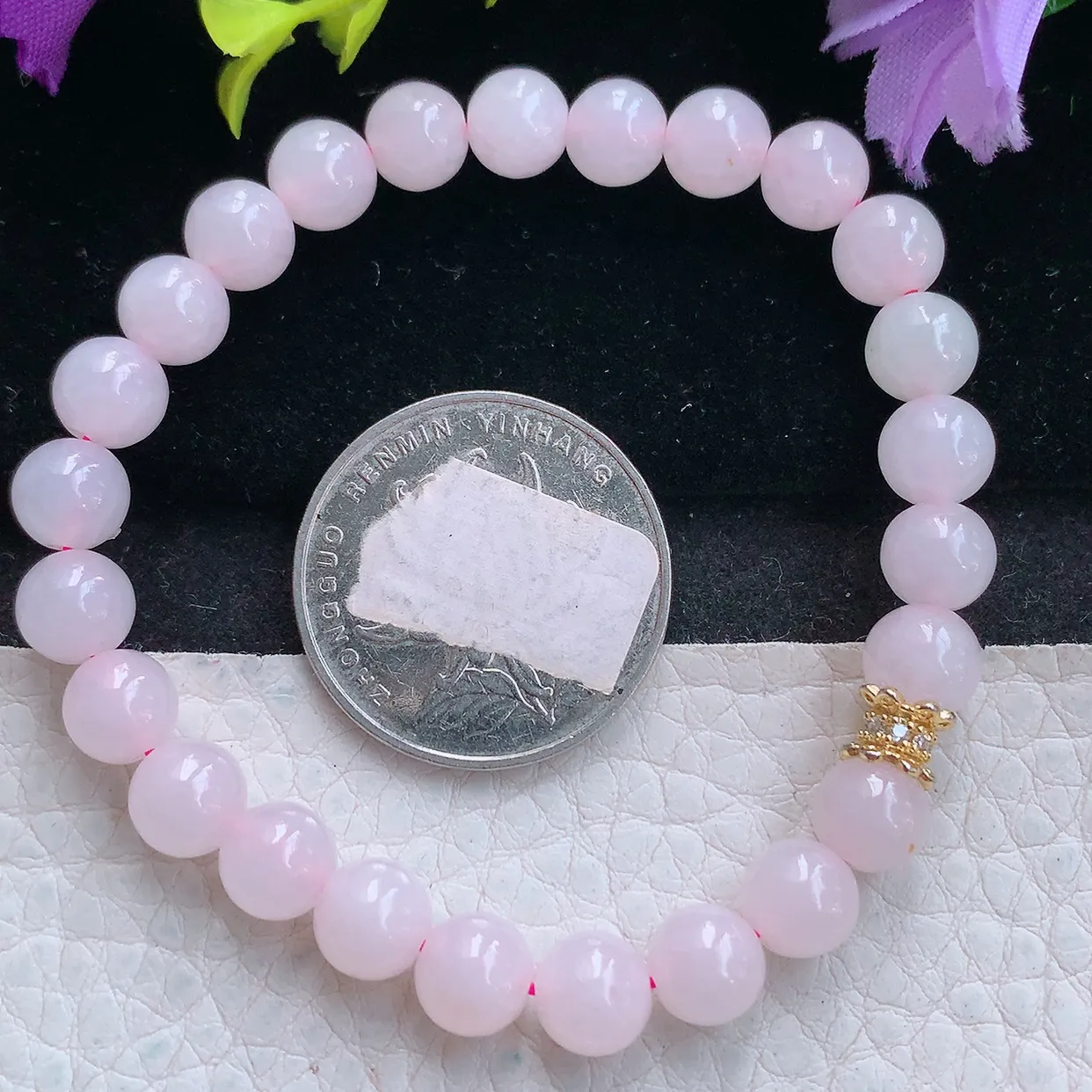 zen实拍7.2mm天然缅甸翡翠淡冰粉紫圆珠手串 女款时尚简约珠串手链