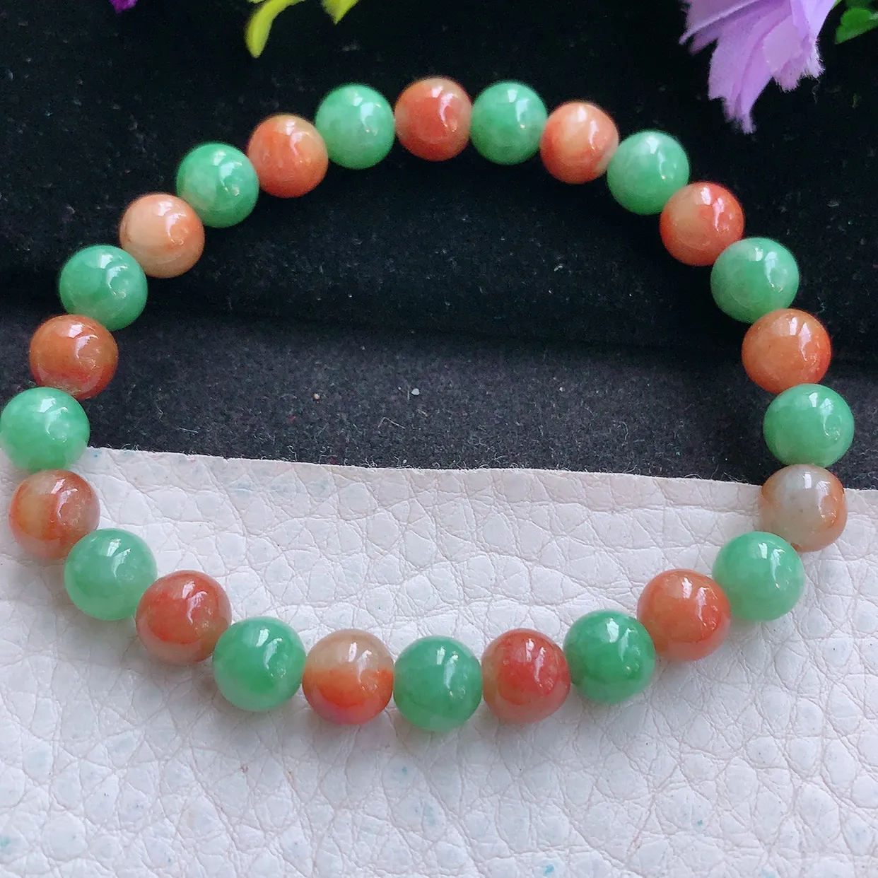 zen实拍7.2mm天然缅甸翡翠双彩圆珠手串 女款时尚简约珠串手链