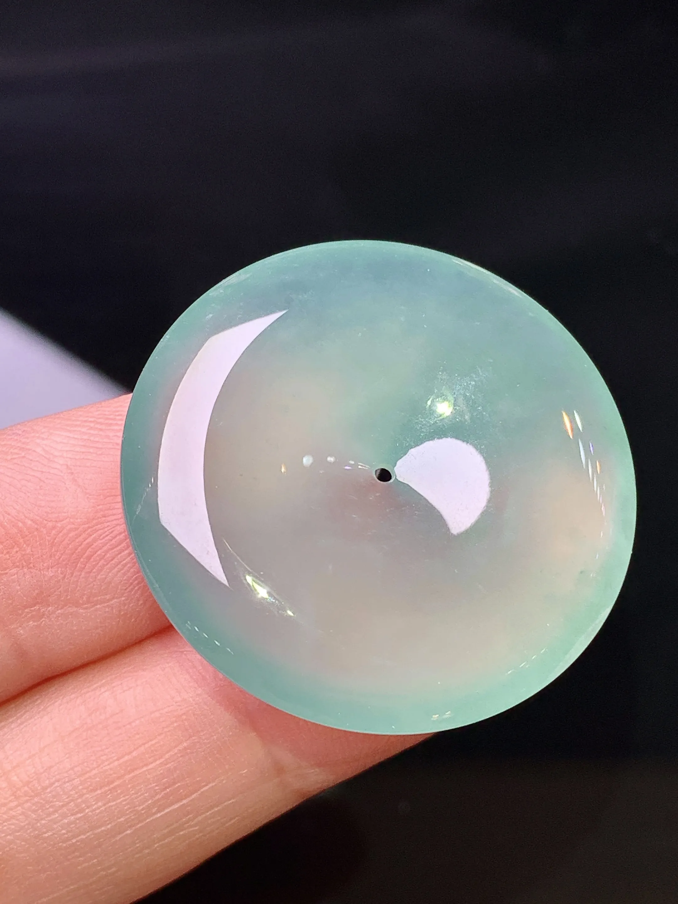 冰种平安扣吊坠 玉质细腻 色泽艳丽清新 整体尺寸29.8*6