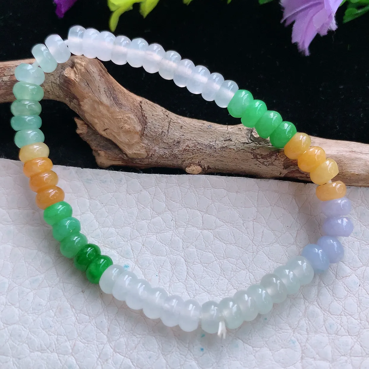 zen实拍5.8*2.8mm天然缅甸翡翠冰多宝算盘珠珠手串 女款时尚简约珠串手链