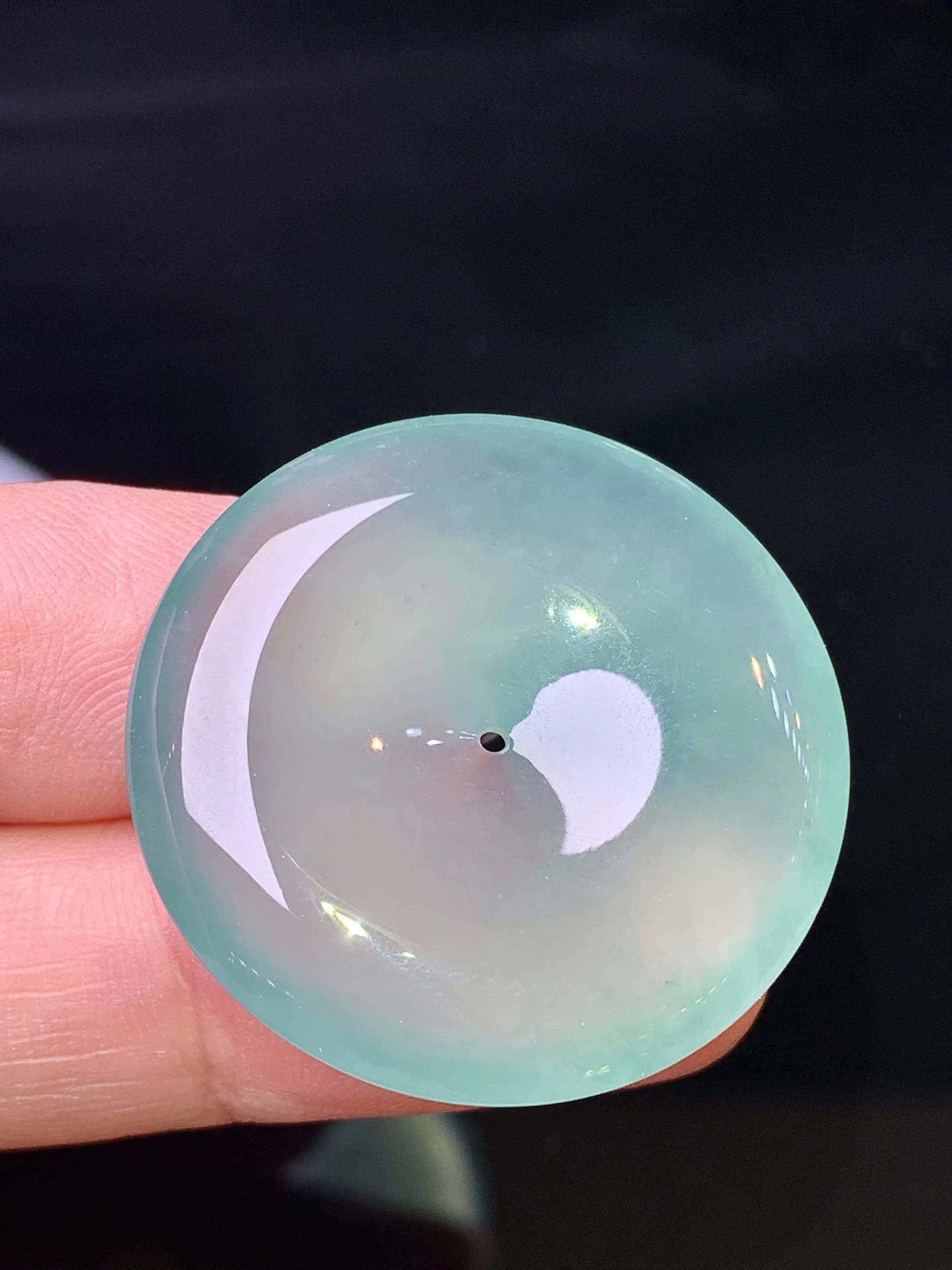 冰种平安扣吊坠 玉质细腻 色泽艳丽清新 整体尺寸29.8*6