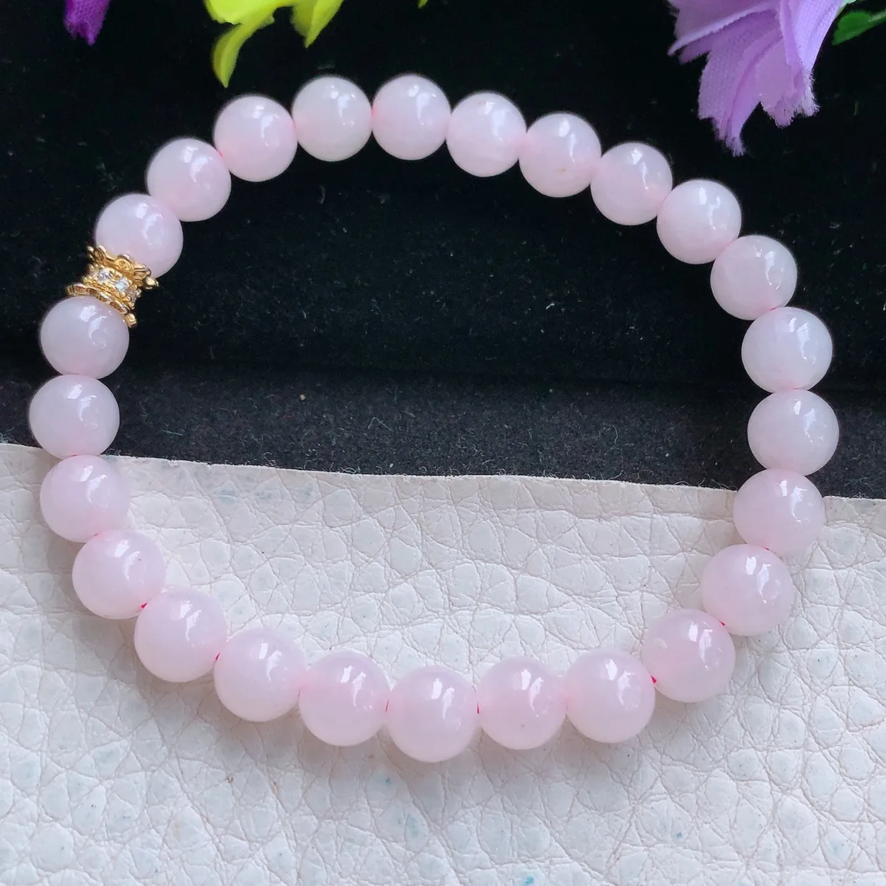 zen实拍7.2mm天然缅甸翡翠淡冰粉紫圆珠手串 女款时尚简约珠串手链