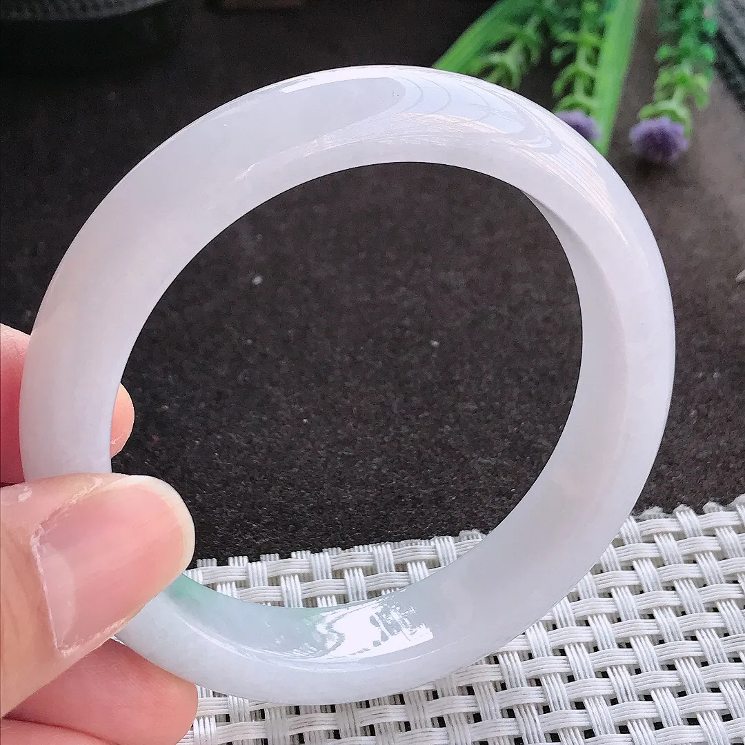 实拍翡翠A货57.8/13.3/8.5老坑秀气冰润飘花手镯翡翠玉镯女款百搭