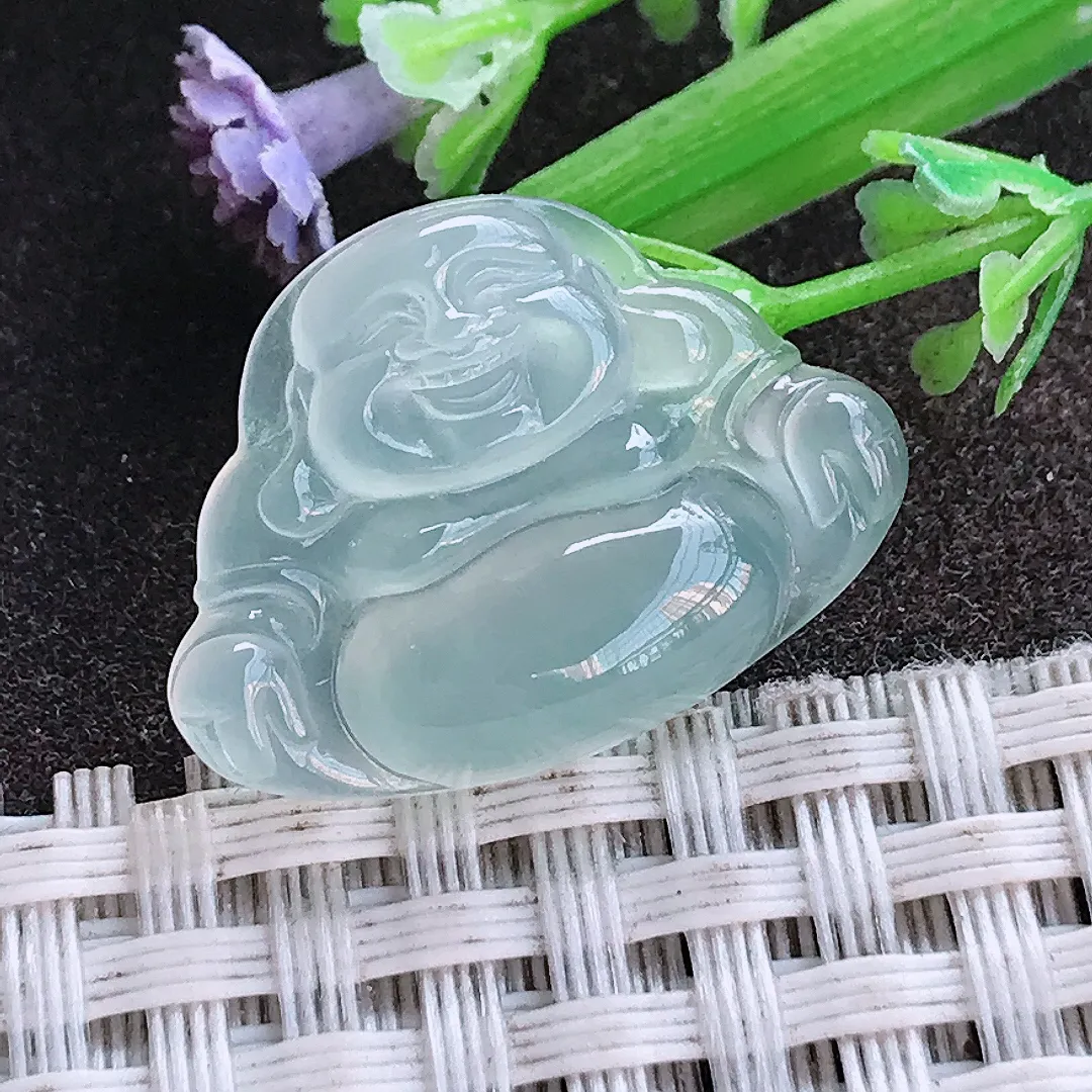 实拍A货翡翠18.1/24.6/4.7老坑果冻胶冰晴冰种佛公镶嵌件小吊坠翡翠挂件