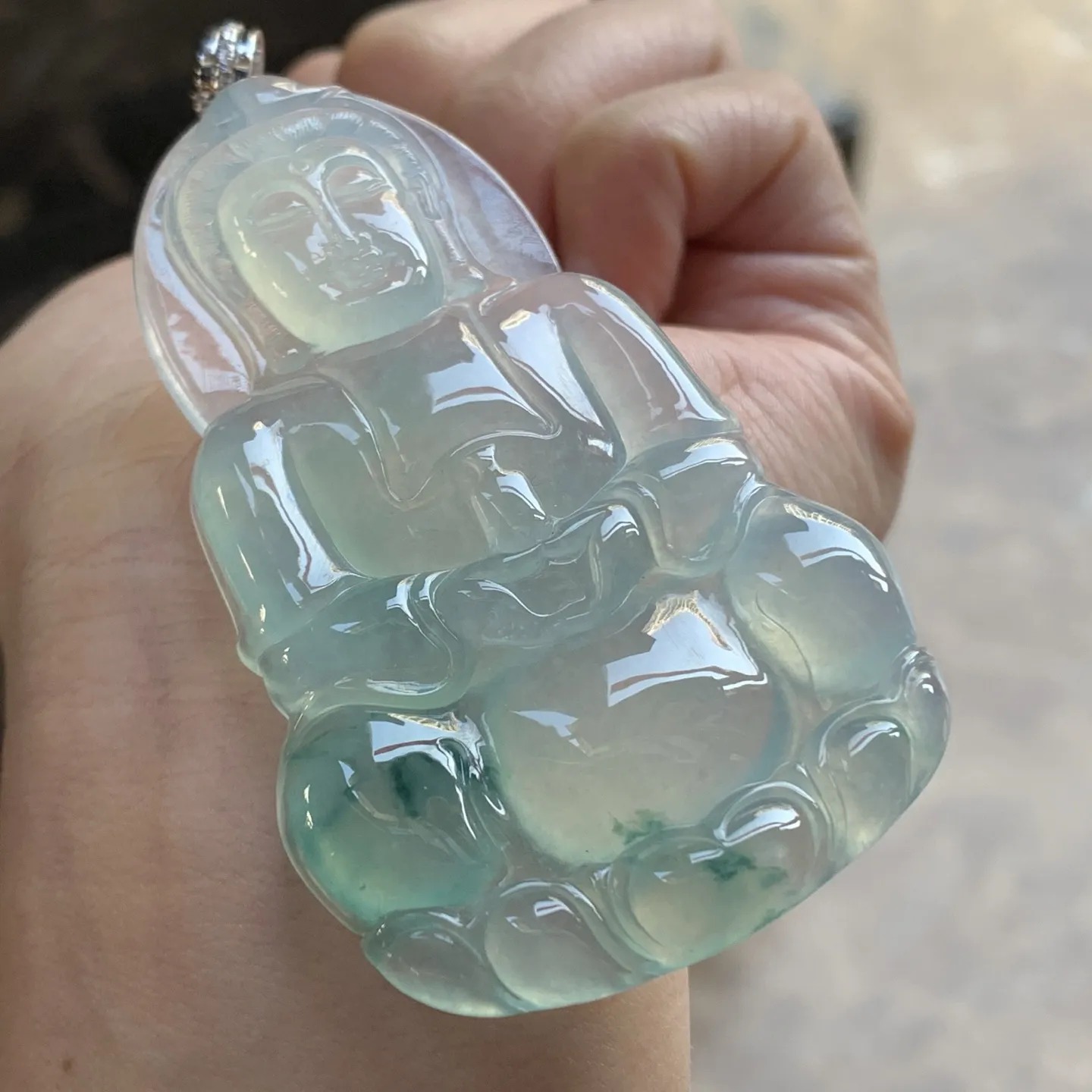 金扣冰蓝花观音^_^冰透 水润