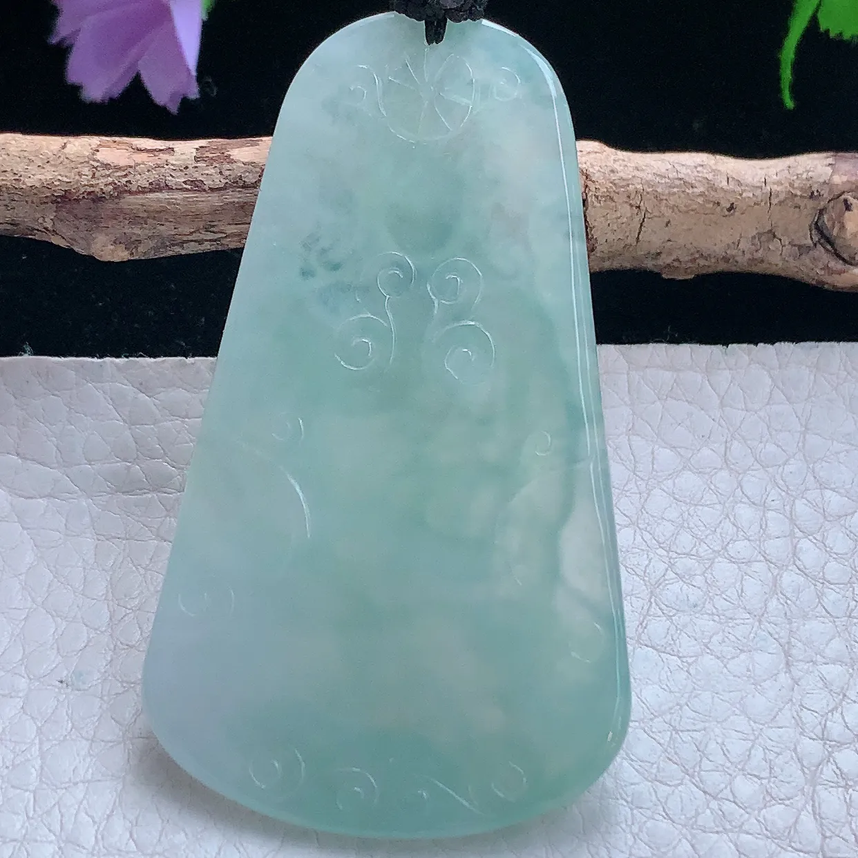 yl实拍67.5*38.5*5.8缅甸翡翠冰蓝度母观音玉吊坠 玉挂件