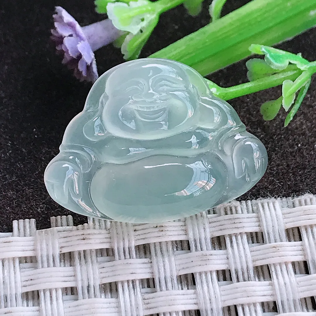 实拍A货翡翠18.1/24.6/4.7老坑果冻胶冰晴冰种佛公镶嵌件小吊坠翡翠挂件