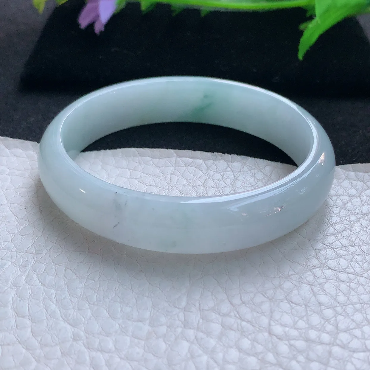 js实拍59.5*53.5*13.5*7贵妃镯 天然缅甸翡翠玉手镯冰飘花蛋形宽边玉手环