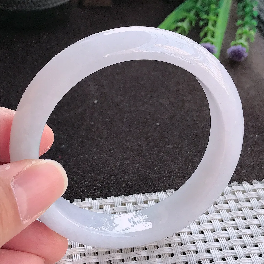 实拍翡翠A货57.8/13.3/8.5老坑秀气冰润飘花手镯翡翠玉镯女款百搭