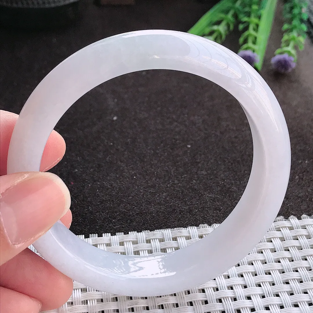 实拍翡翠A货57.8/13.3/8.5老坑秀气冰润飘花手镯翡翠玉镯女款百搭