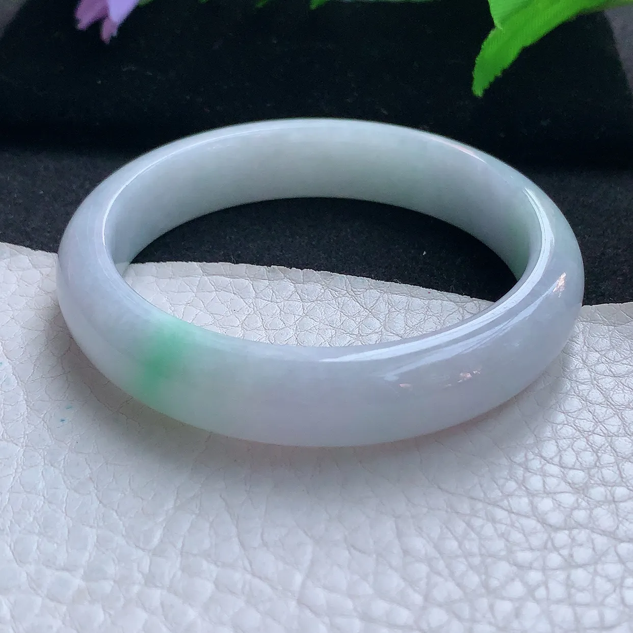 nc实拍55*12.5*7.8平安镯 天然缅甸翡翠手镯淡紫飘绿水润正圈镯子