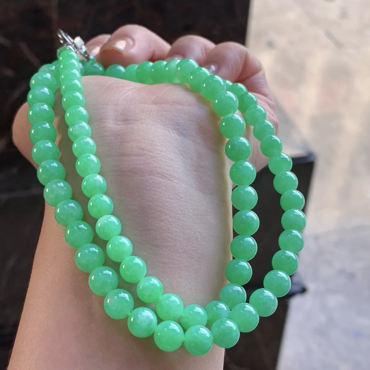 果阳绿珠链
佩戴大气～