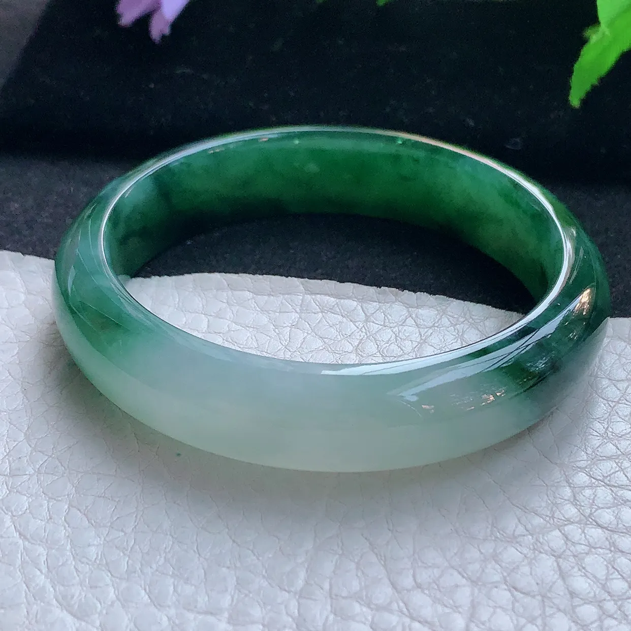 nc实拍54*13*7.5平安镯 天然缅甸翡翠玉手镯冰双彩宽边玉手环